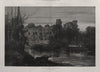 Warwick Castle at night. Warwickshire 1886 old antique vintage print picture