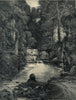 Bowood: Cascade in the park, at the end of the lake. Wiltshire. Waterfalls 1886