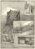 Guildford, Surrey. Castle. From the river Wey, Abbots Hospital 1886 old print
