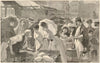 Thames boating season: market day at Kingston. Druid's Head pub 1887 old print