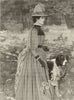 A woodland walk. Pretty Ladies. Dogs 1887 old antique vintage print picture