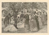 A garden party at Marlborough House. London. Society 1888 old antique print