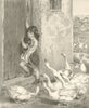 Discretion is the better part of valour. Children. Geese 1888 old print