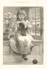No admittance except on business. Child knitting 1889 old antique print