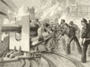 On board a man-of-war. Practice with a 6-inch breech-loading gun: 