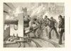 On board a man-of-war. Practice with a 6-inch breech-loading gun: 