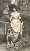 Waiting for the boat. Pretty Ladies. Dogs 1889 old antique print picture