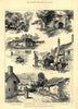 Porlock area, Somerset. Bossington. Harbour. Ship Inn. Allertord bridge 1889