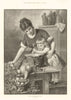 Stirring the Christmas pudding. Family 1889 old antique vintage print picture