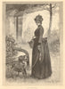 The old home revisited. Pretty Ladies. Dogs 1890 antique print picture