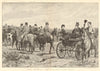 Hunting sketches - a meet of the Quorn at Ashby Folville. Leicestershire 1891