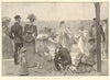 On the sands of a French watering-place. France. Society 1892 old print