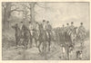 The Oakley Hunt going to cover. England. Hunting 1892 old antique print