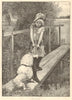 Walking the plank. Children. Dogs 1893 old antique vintage print picture