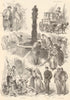 Sketches in the streets of Berne, Switzerland 1893 old antique print picture