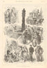 Sketches in the streets of Berne, Switzerland 1893 old antique print picture