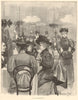 In a London restaurant. Society 1895 old antique vintage print picture