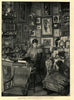 Princess Victoria of Wales in her boudoir 1897 old antique print picture