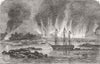 RUSSIA. Destruction of Russian barracks and magazine, Hango 1855 old print