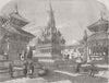 NEPAL. Temple of Khrishna Jee 1855 old antique vintage print picture