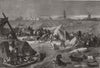 NETHERLANDS. floods Holland-the bursting dyke Bommellerwaard 1861 old print