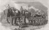 INDIA. Elephant battery on the march c1860 old antique vintage print picture