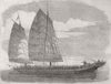 CHINA. Nien Rebellion. Chinese Pirate boat At Canton c1860 old antique print