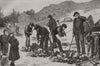 SOUTH WALES.Miners lockout 1875.Miners breaking stones on the Brecon Road 1875