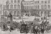 PARIS. Municipal Guard dispersing the crowd at St Lazare station 1874 print