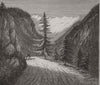 AUSTRIA.A turn of the road on the Stelvio Pass, about 3 miles above Trefoi 1877
