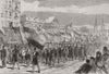 MADRID.Republican demo. Procession at Hall of Congress, Rue de St Geronimo 1868