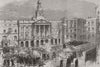 SPAIN. The revolt at Cadiz. troops attacking the Townhall 1869 old print