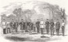 SCOTLAND. Pipers etc, of the Royal Renfrewshire Militia 1856 old antique print