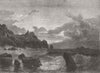 CORNWALL. The Land's-End. Sunset before a stormy night 1865 old antique print