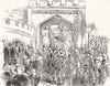 LONDON. Palace of Westminster. Her Majesty leaving the House of Lords 1845