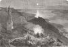 DUNROBIN CASTLE. Bonfire on the summit of Ben Braggie 1866 old antique print