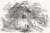 ST. WEONARDS. Opening of a Tumulus. Herefordshire 1855 old antique print