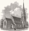 SHEPHERD'S BUSH. The church of St. Stephen 1850 old antique print picture