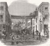 LAMBETH. High tide-overflow of the Thames-Vine-Street, York-Road 1850 print