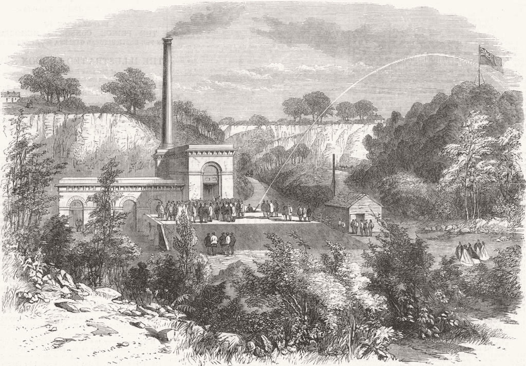 GRAYS. S Essex Water works. testing one-inch jet Engine-House 1863 old ...