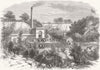 GRAYS. S Essex Water works. testing one-inch jet Engine-House 1863 old print