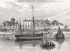 CORK. The boycotted smack Wave, under police guard. Ireland 1881 old print