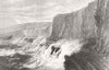 DEVON. Breach in the South Devon Railway Sea-Wall, near Dawlish 1873 old print
