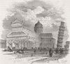 ITALY. The Cathedral and Leaning Tower of Pisa c1877 old antique print picture