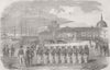 UK. Honours paid to remains of Capt Hyde Parker 1854 old antique print picture