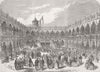 BELGIUM. Temporary Restoration of the Old Bourse 1864 antique print