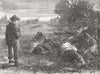 SURREY. The Derby Day. Early morning on Epsom Downs 1871 old antique print