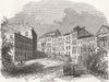 SPAIN. Barricade, Place San Geronimo, nr Prado, Madrid 1854 old antique print