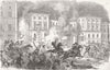 SPAIN. rebels burning Christinas Palace, Madrid 1854 old antique print picture