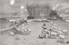 SHEEP. shepherd's hut near the fighting 1877 old antique vintage print picture